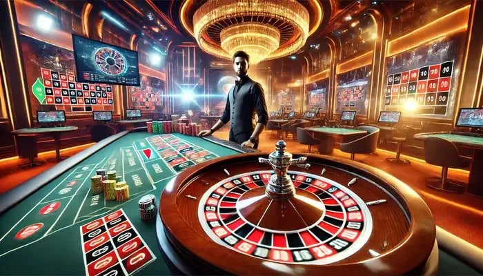 Antarmuka aplikasi lobby toto di layar smartphone menampilkan permainan Liga 1 dan kasino live-dealer